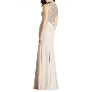 Dessy Collection Lace Back Trumpet Gown